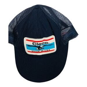 VTG Cleco Blue Trucker Hat Mesh Back Snapback Foam Panel Patch Eagle Bird USA